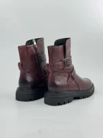 Avery Buckle Ankle Boots - Burgundy - Image 5