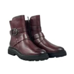Avery Buckle Ankle Boots - Burgundy