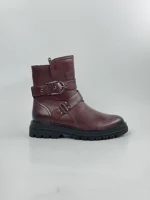 Avery Buckle Ankle Boots - Burgundy - Image 2