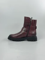 Avery Buckle Ankle Boots - Burgundy - Image 3