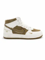 Classic White Brown High-Top Sneakers - Image 2