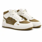 Classic White Brown High-Top Sneakers