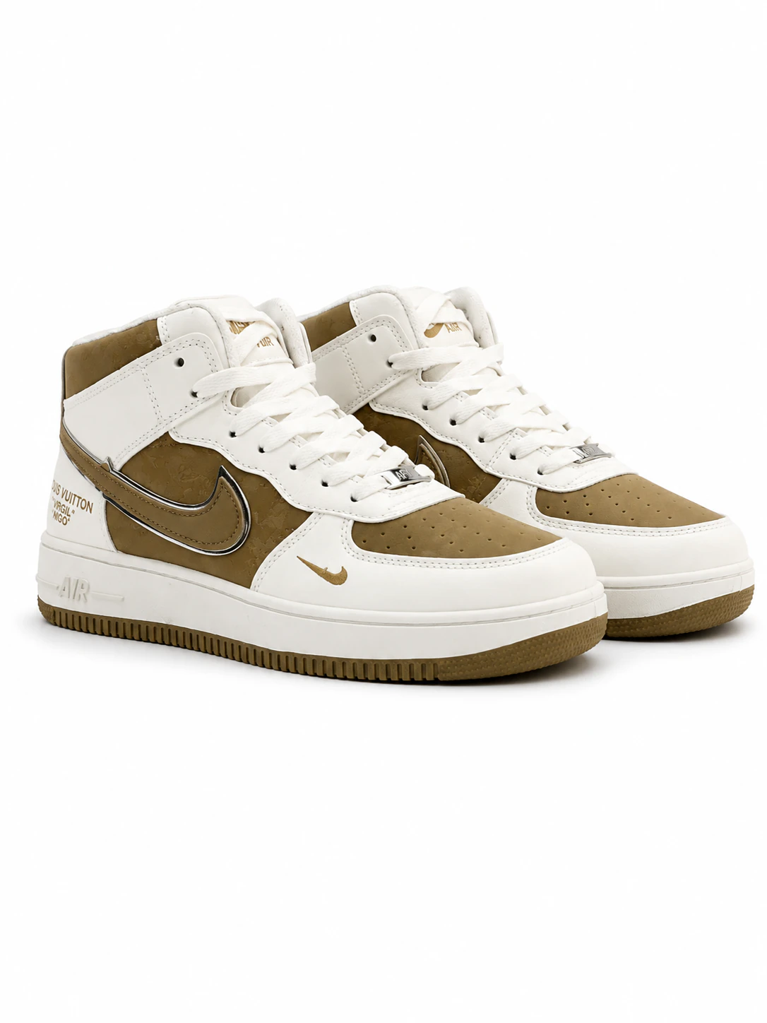 Snaker 4.3 Classic White Brown High-Top Sneakers - Image 1